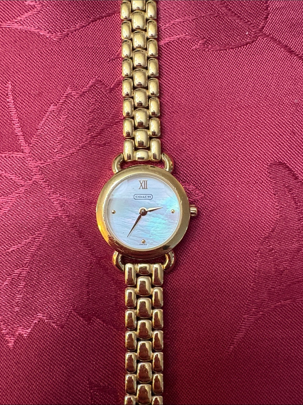 COACH Gold-Tone Bracelet Watch with Mother-of-Pearl Dial